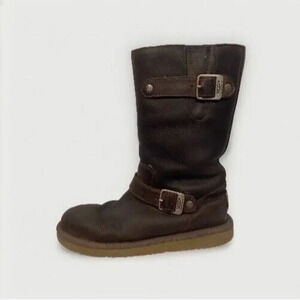 UGG Kensington Boots Womens Size 6 Toast Brown Leather Sheepskin